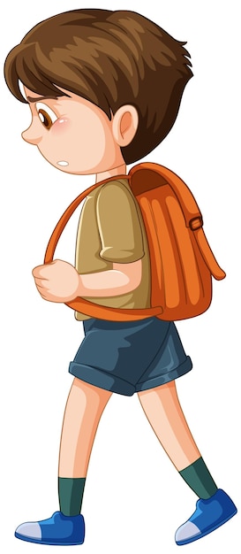 Side view of student boy