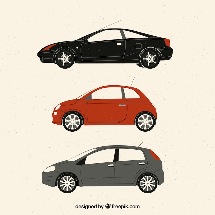 Free Vector side view of three flat cars