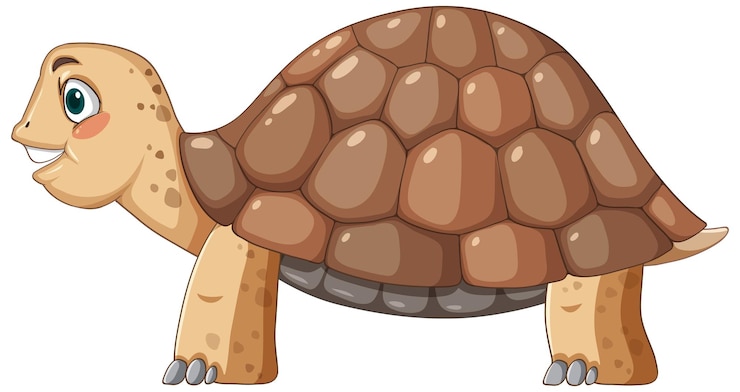 Free Vector side view of tortoise with brown shell in cartoon style