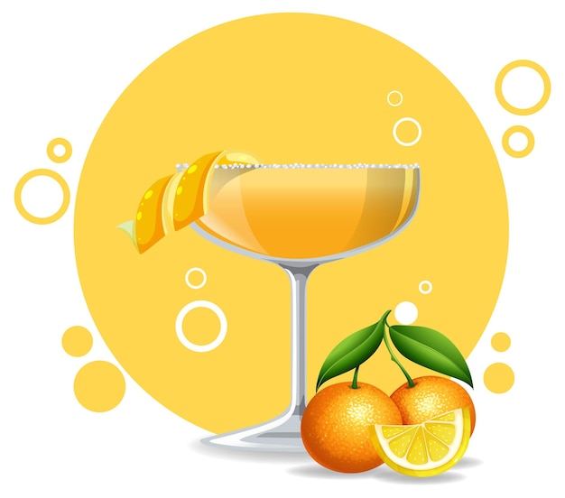 Free vector sidecar cocktail in the glass on white background