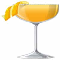 Free vector sidecar cocktail in the glass on white background