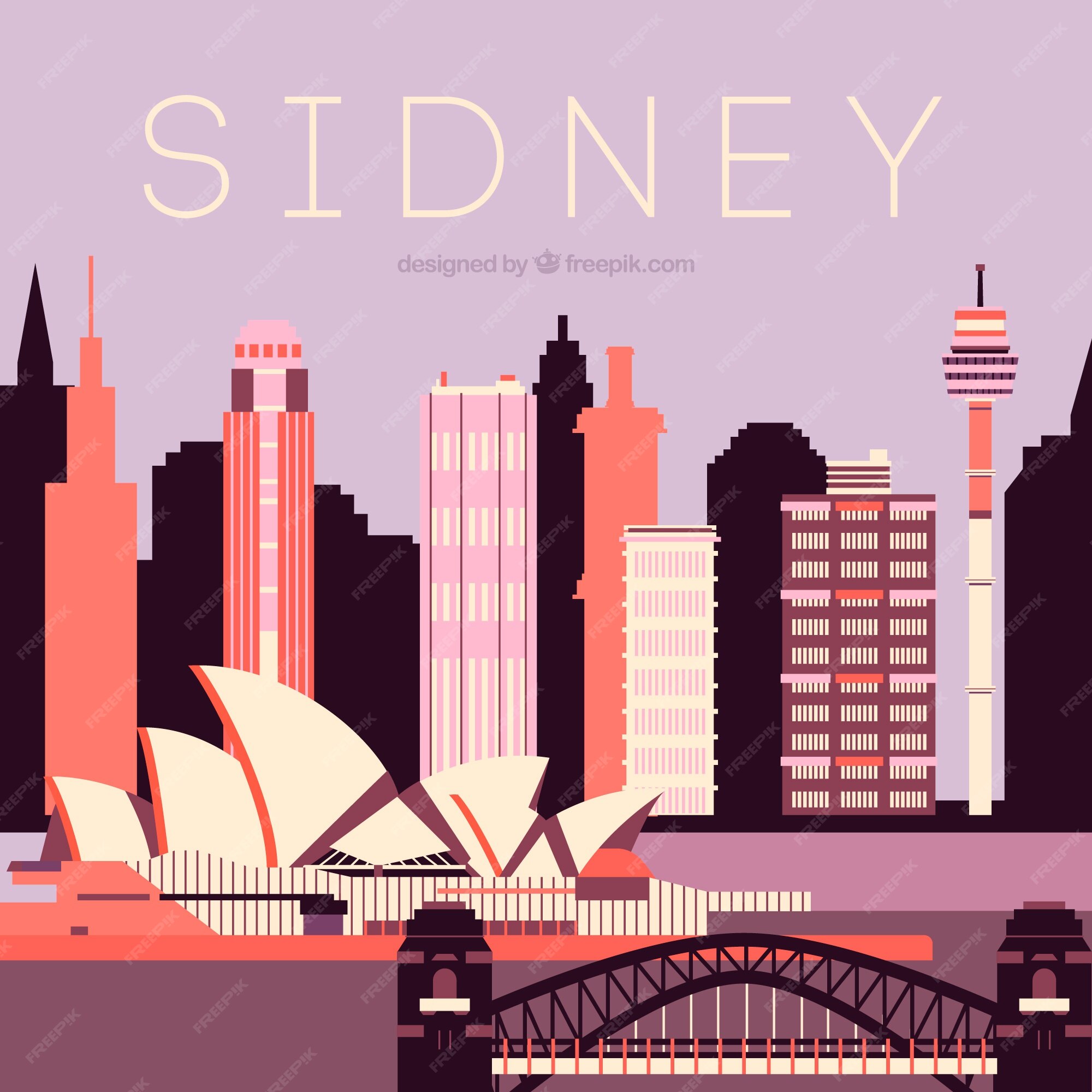 Free Vector | Sidney skyline background