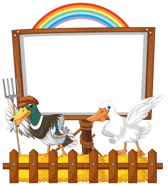 Free vector sign board with animal farm on white background