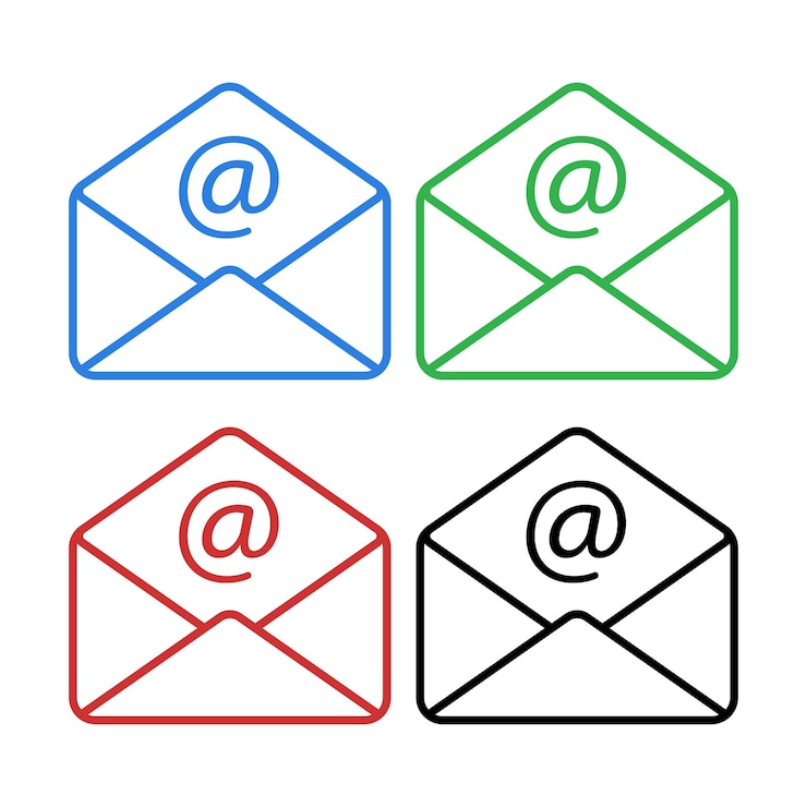 मुफ़्त वेक्टर at sign envelopes set line style
