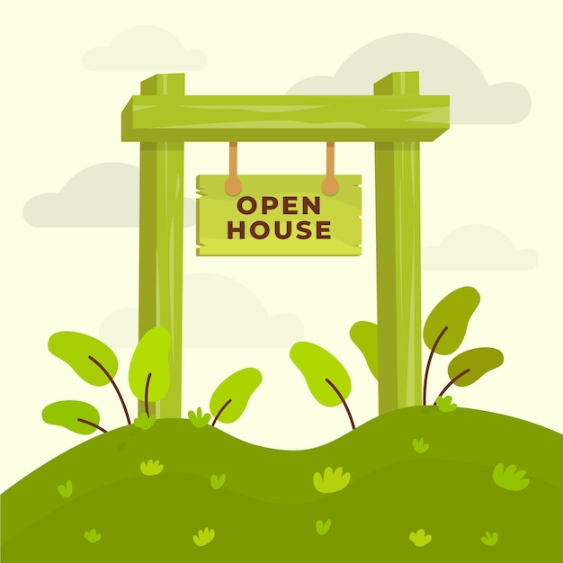 Free vector sign for open house