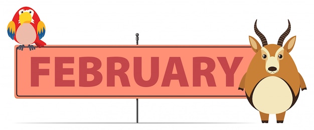 Free vector sign template for february with gazelle