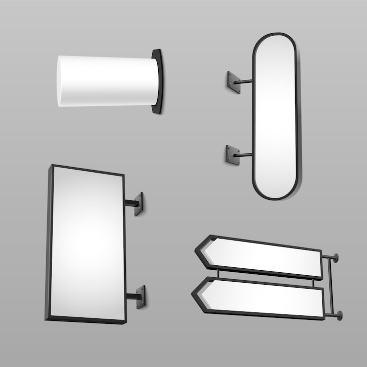Free Vector signage mockup set with wall mounted designs