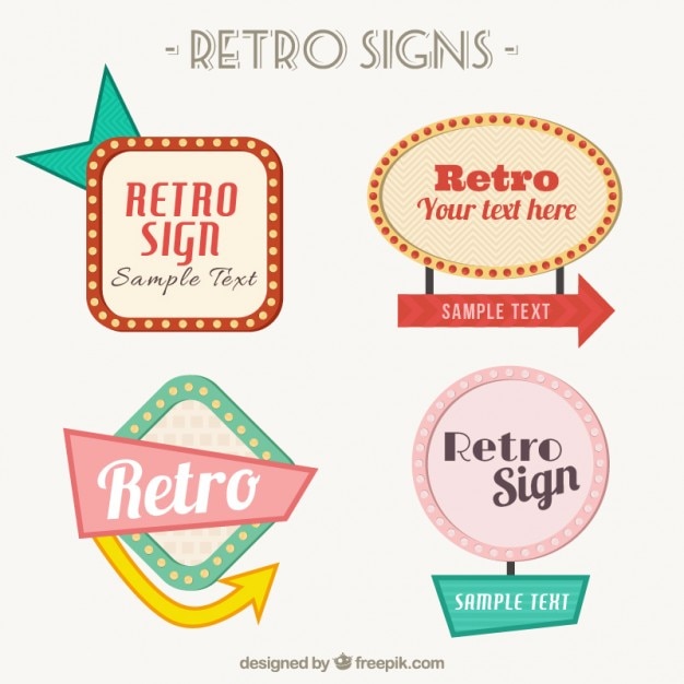 Free vector signs set in vintage style
