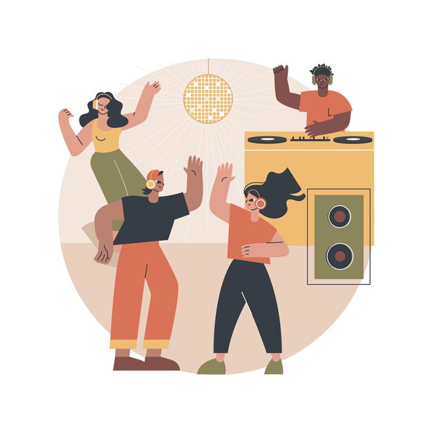 Silent disco abstract illustration Free Vector