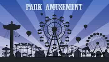 Free vector a silhouette amusement park template