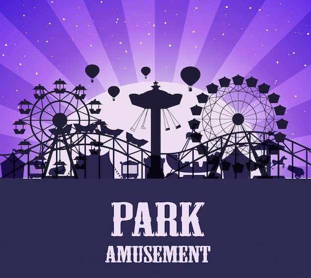 Free vector a silhouette amusement park template