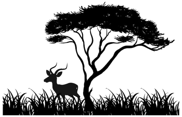 Silhouette animal in nature white background