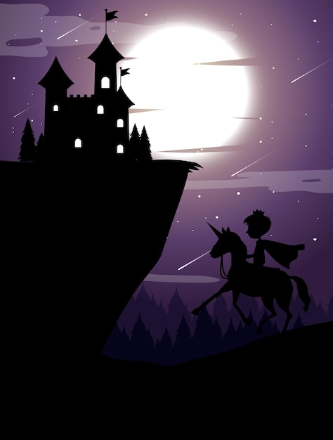 Silhouette background with full moon