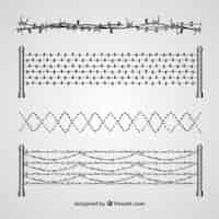 Free vector silhouette barbed wire collection