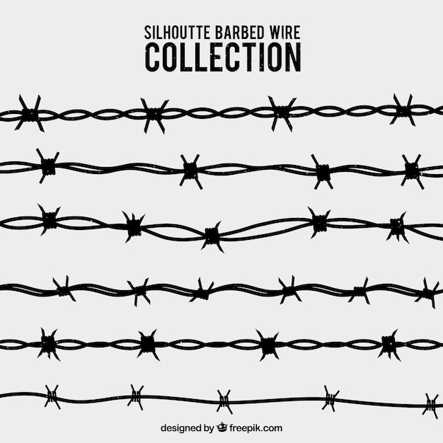 Free vector silhouette barbed wire collection