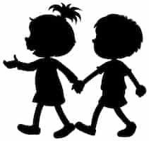 Free vector silhouette boy and girl holding hands