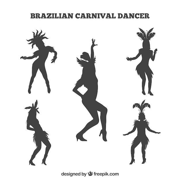 Free vector silhouette brazilian carnival dancer collection