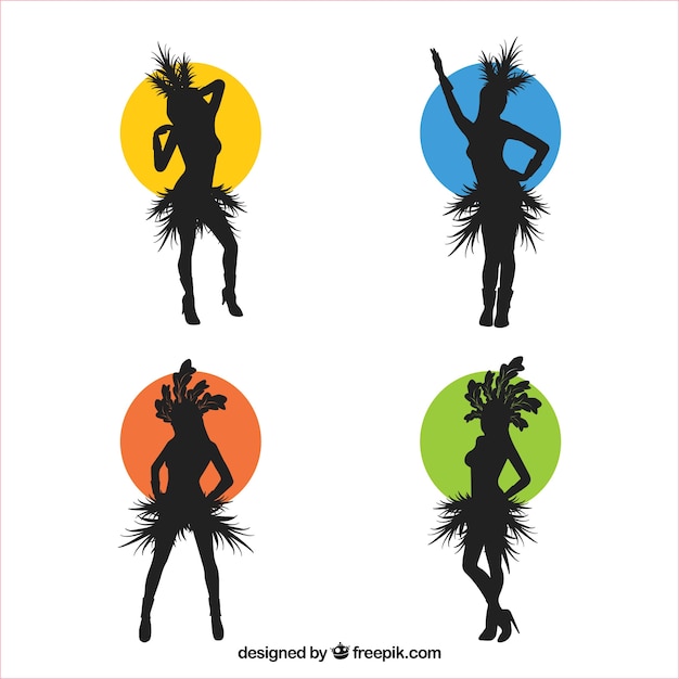 Бесплатное векторное изображение Силуэт бразильского карнавального танцора коллекции