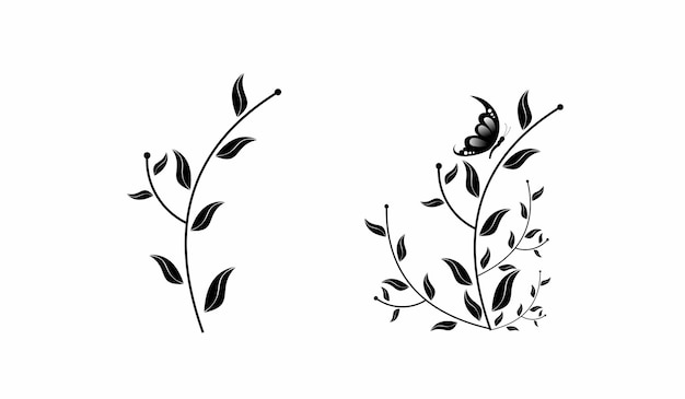 Black and White Flower CLIPART Bundle Free PNG