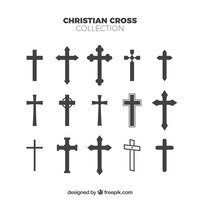 Vettore gratuito silhouette collezione croce cristiana