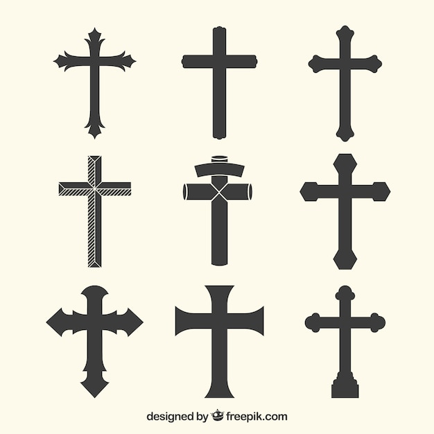 Free vector silhouette christian cross collection