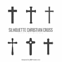 Vettore gratuito silhouette collezione croce cristiana