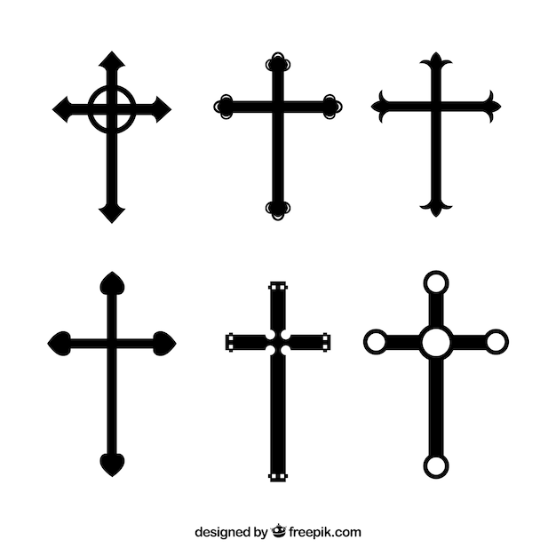 Силуэт христианской крест коллекции