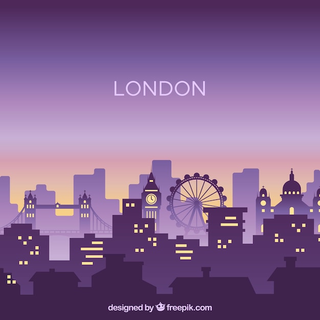 Free vector silhouette city skyline in flat style