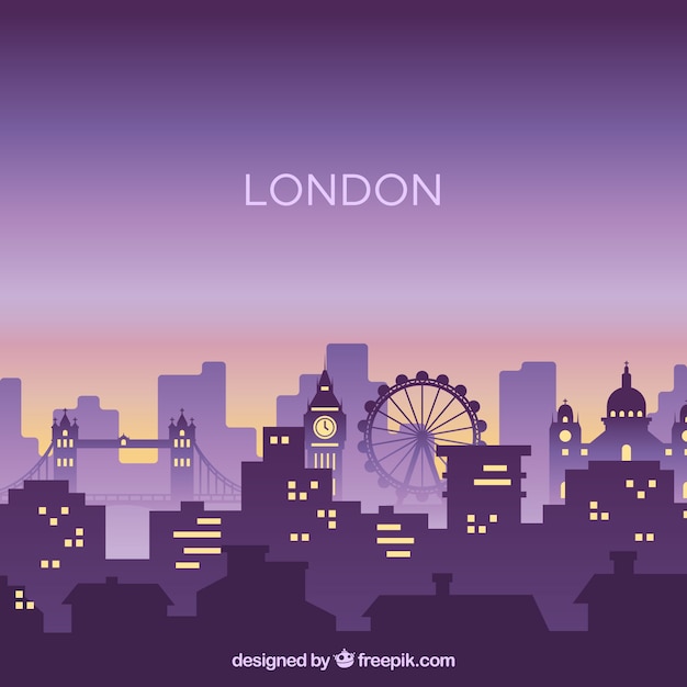 Silhouette city skyline in flat style