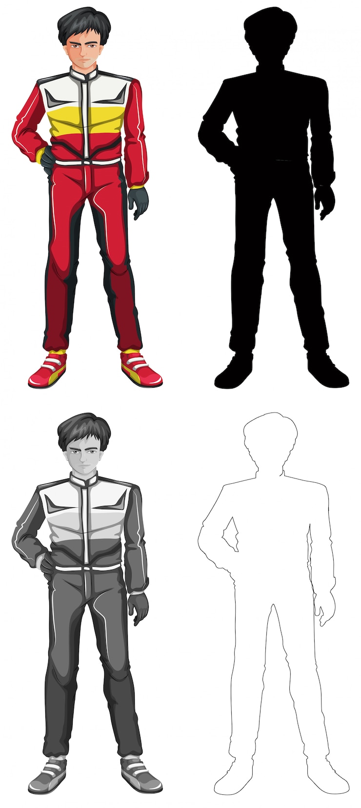 Free Vector silhouette, color and outline version
