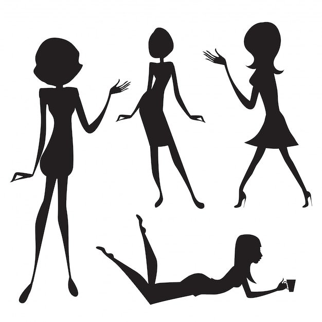 Silhouette of cute fashion girls