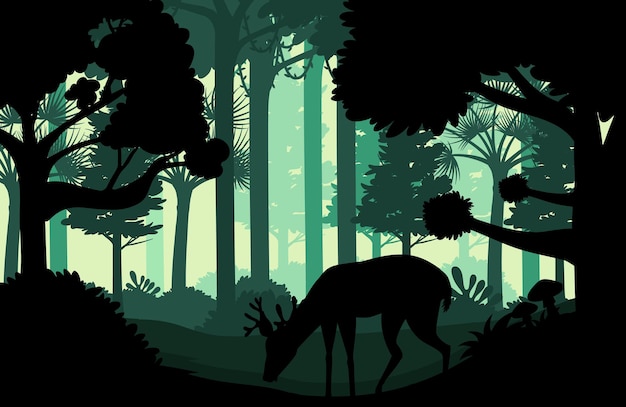 Free vector silhouette dark forest landscape background