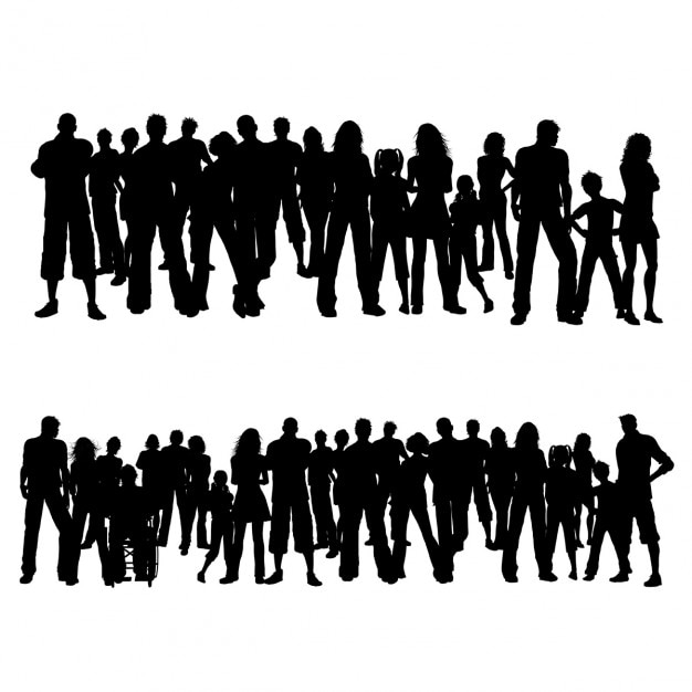 Silhouette der großen Massen von Menschen