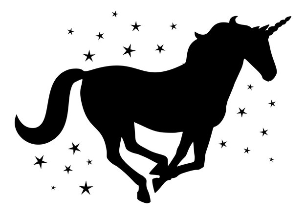 Free vector silhouette of a fantasy unicorn