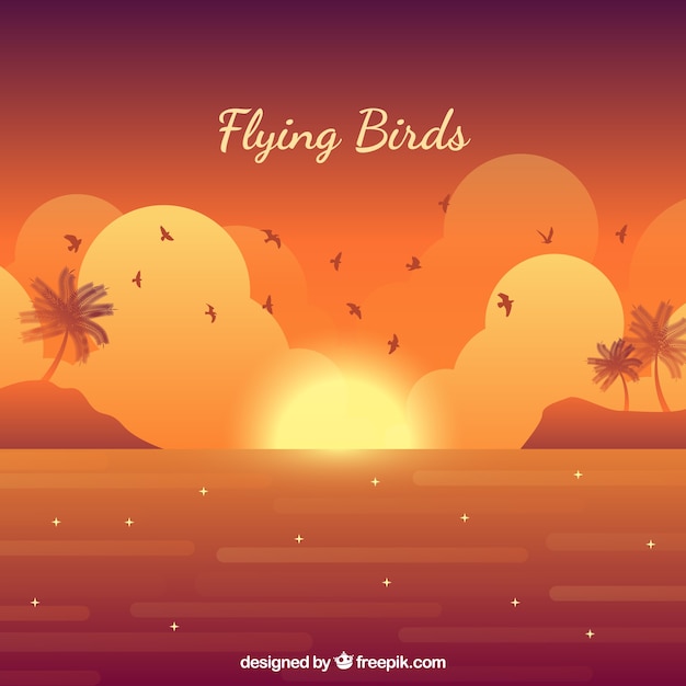 Бесплатное векторное изображение Силуэт летающих птиц фон