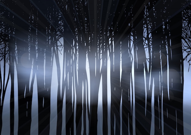 Силуэт леса ночью