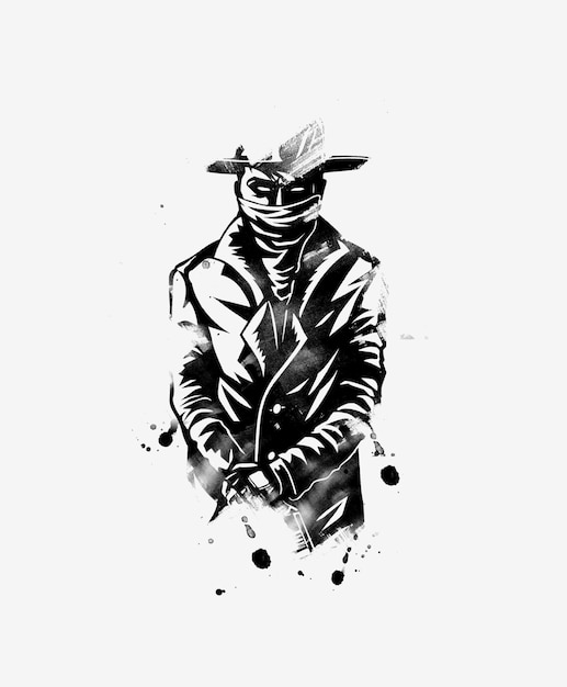 Silhouette of a Gangster with a Gun in Hand - Vector Illustration.