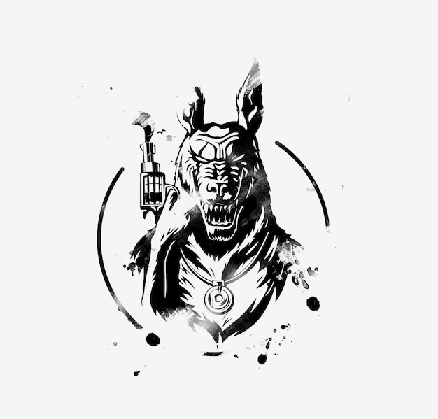 Silhouette of a gangster with a gun in hand - vector illustration.