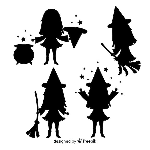 Free Vector silhouette halloween witch
