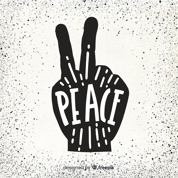 Free vector silhouette hand peace sign background