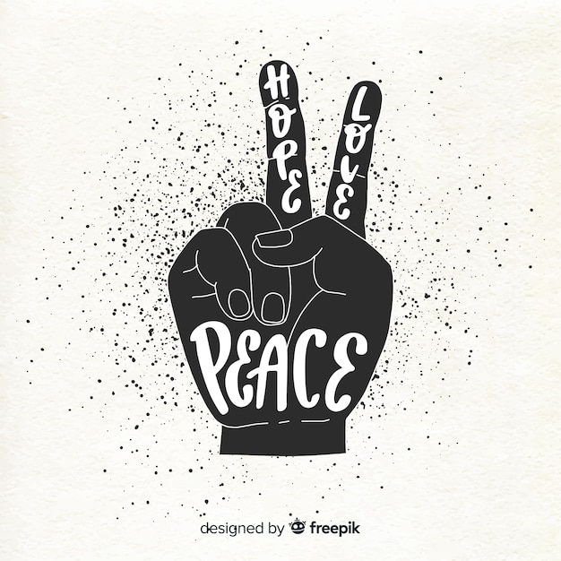 Free vector silhouette hand peace sign background