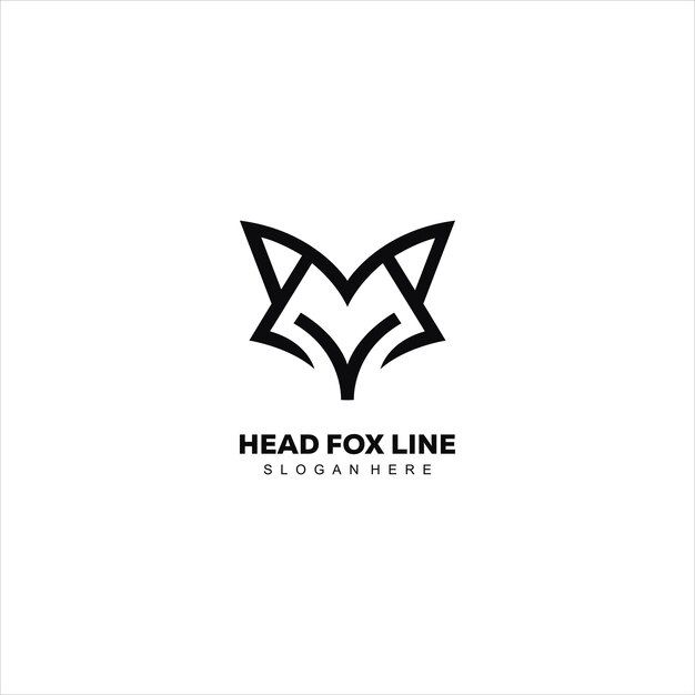 Free vector silhouette head fox logo design line art