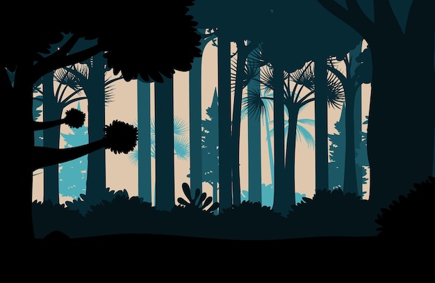 Vector Templates: Silhouette Jungle Landscape Background – Free Download