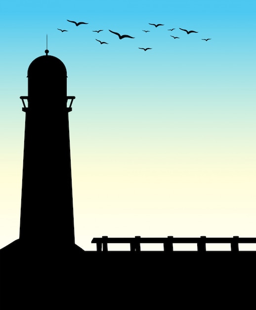 Free vector silhouette lighthouse