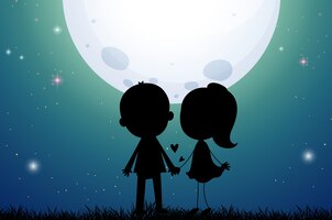 Free vector silhouette love couple in the field