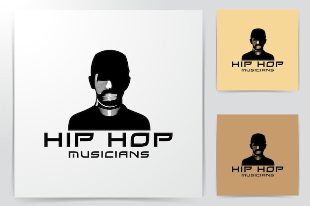 Vettore gratuito uomo della siluetta che per mezzo del cappuccio. idee per il logo del musicista hip hop. design del logo di ispirazione. illustrazione di vettore del modello. isolato su sfondo bianco