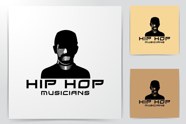 Silhouette man using cap. Hip Hop musician logo Ideas. Inspiration logo design. Template Vector Illustration. Isolated On White Background