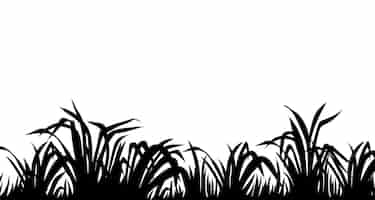 Free vector silhouette marsh reeds cattail bulrush grass isolated border of swamp plants
