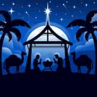 Free vector silhouette nativity scene illustration