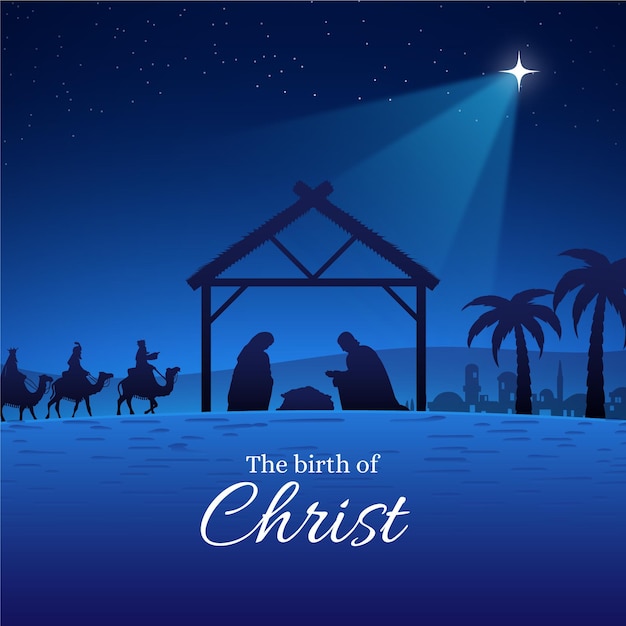 Free vector silhouette nativity scene